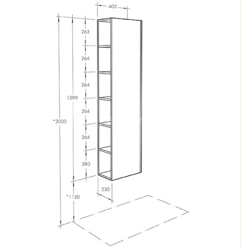 Шкаф пенал Aquaton Сканди 40 с зеркалом, подвесной, белый (1A253403SD010)