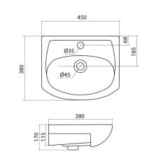 Раковина AQUATON Азов 45, белая (1WH112449)