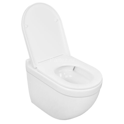 Унитаз подвесной Azario Fora 520х360х410 безободковый, смыв "Торнадо", в комплекте быстросьемным с с