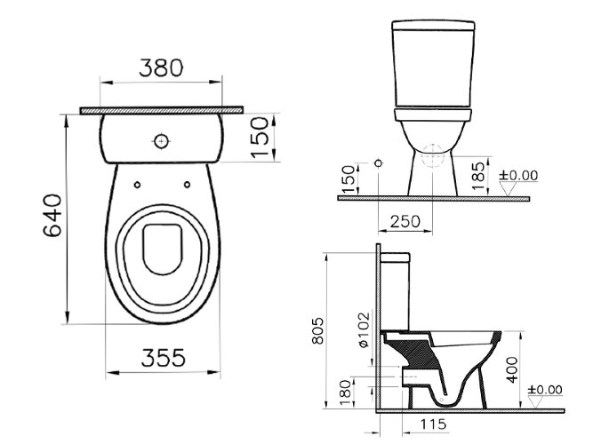 Унитаз-компакт Vitra Norm Eisberg 355х640х805, сиденье термопласт с микролифтом, белый (9844B099-720