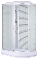 Душевая кабина Loranto 120х80х215 поддон 20 см, белый кирпичный узор, стекло 4 мм, профиль хром (CS-66120-20L FW 120)