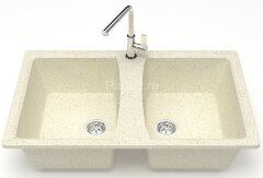 Кухонная мойка AZARIO Elmas 780х500х190 двойная, искусственный мрамор, цвет бежевый (CS00078331)