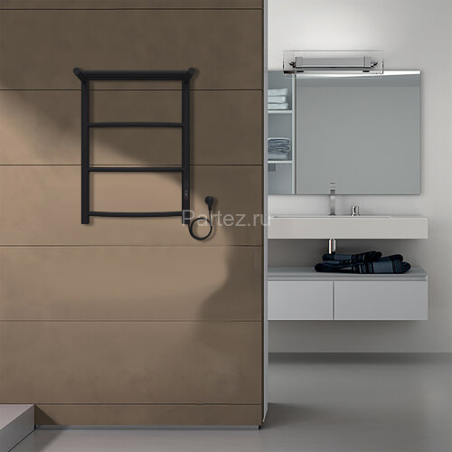 Полотенцесушитель электрический AZARIO VERONA 400/600 3 секции, с полкой, диммер справа, черный (AZ0