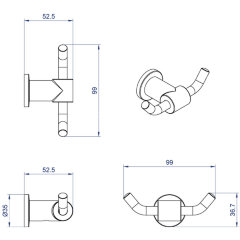 Крючок Azario FORNY, Хром (AZ-88305)