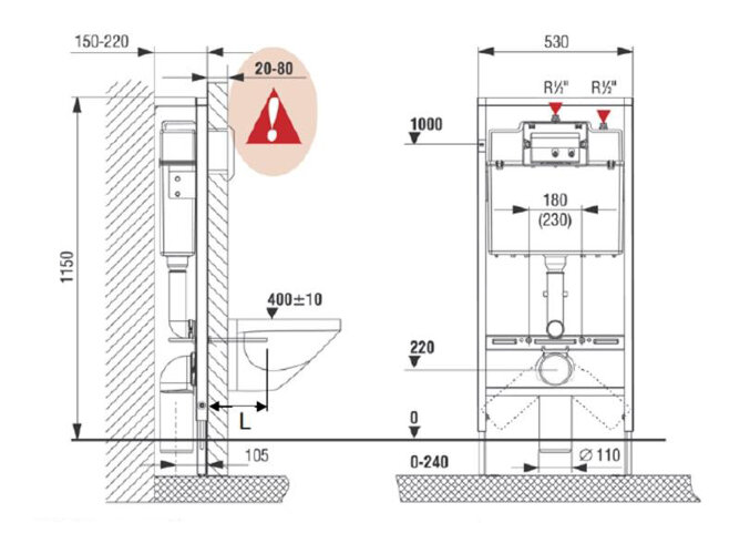ПЭК Roca MITOS L (унитаз + сидение с микролифтом + инсталляция + кнопка)