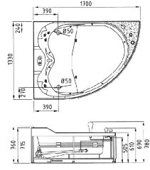 Акриловая ванна Gemy G9086 B L
