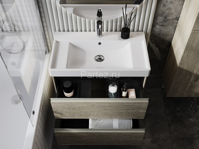 Тумба под раковину Roca Ona 800 подвесная, 2 ящика, светлый дуб (A857630512)