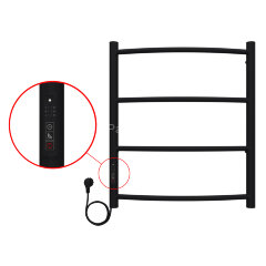 Полотенцесушитель электрический AZARIO VERONA 500/600 4 секции, диммер слева, черный (AZ04756B)