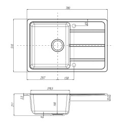 Кухонная мойка AQUATON Аманда, цвет серый шелк (1A712832AD250)