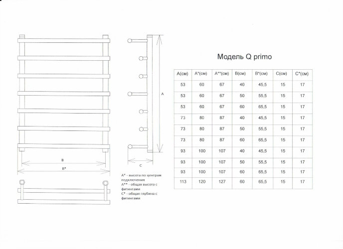 Полотенцесушитель водяной ДВИН Q Primo лесенка 80/50, К3, полированный (4627085974123)
