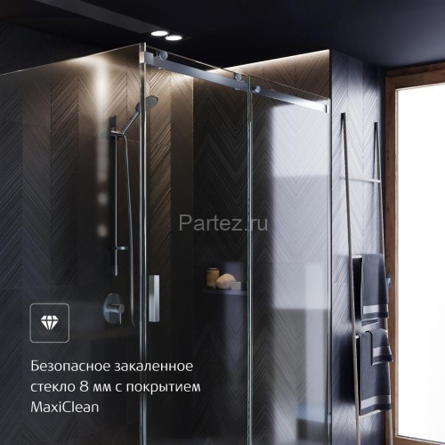 Душевая дверь Roca AREA раздвижная 140х200, толщина полотна 8мм левая, цвет профиля хром