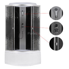 Душевая кабина Loranto 90x90x215 поддон 40 см, 4 мм прозрачное стекло с рисунком &quot;мозайка&quot; (CS-986ТМ/G)