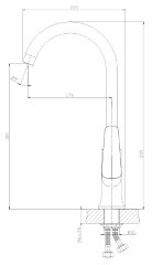 Смеситель одноручный (35мм)  для кухни с высоким поворотным изливом, хром