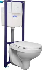 ПЭК Santeri Альфа комфорт, комплект инсталляции с унитазом с сиденьем Микролифт, белая кнопка смыва