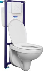 ПЭК Santeri Альфа комфорт, комплект инсталляции с унитазом с сиденьем Микролифт, белая кнопка смыва