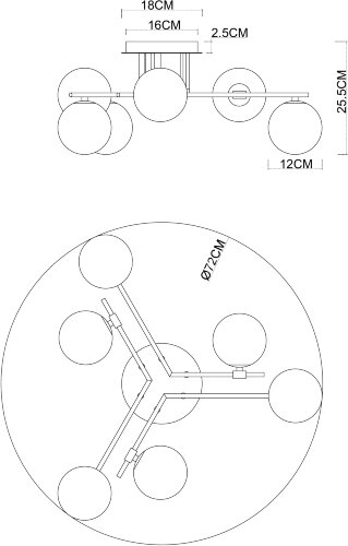 Потолочная люстра Arte Lamp A2243PL-6BK