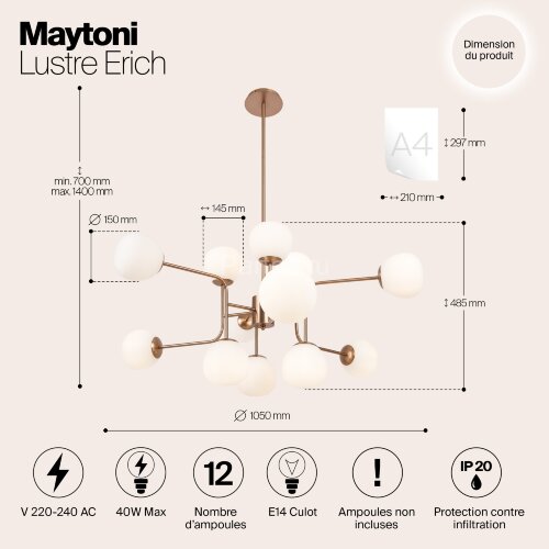 Потолочная люстра Maytoni MOD221-PL-12-G