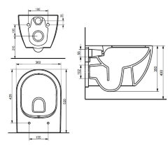 Унитаз подвесной Seramiksan Hill 360х520х350 безободковый, с тонким сиденьем микролифт, белый (A0311