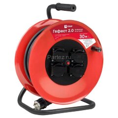 Удлинитель на катушке 4х50м с заземл. 16А IP44 Гефест 2.0 3.5кВт КГ 3х2.5 с предохранителем PROxima 