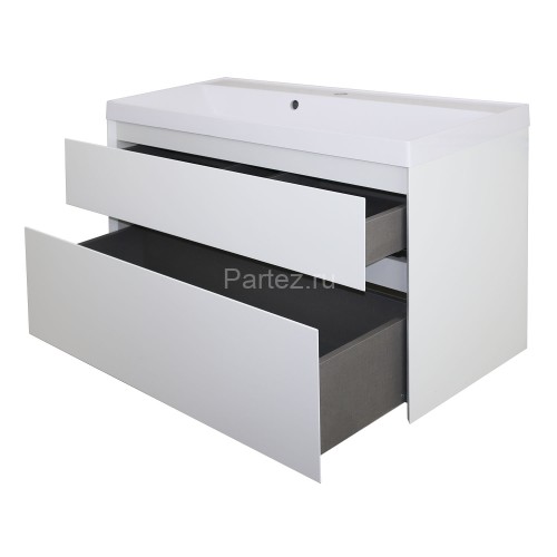 Комплект тумба Azario Velluto 100 1000х450х660 подвесная, с раковиной Slim 100, белый матовый (CS000