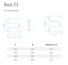 Полотенцесушитель электрический Маргроид &quot;Вид 52&quot; 50х60, универсальное подключение, хром
