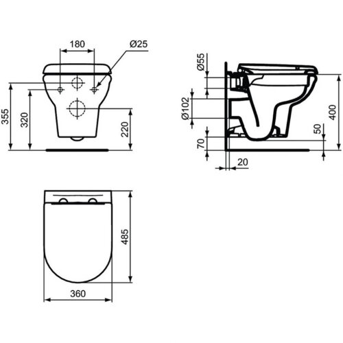 Комплект Ideal Standard EXACTO система инсталляции + унитаз с крышкой-сиденьем (RX002602)