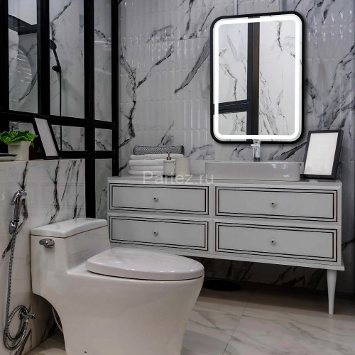 Зеркало AZARIO Мальта-лофт 600х800 c подсветкой и диммером, сенсорный выключатель, рама пластик (LED