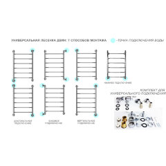 Полотенцесушитель водяной ДВИН R Primo 80/50 1"-3/4"-1/2" К3 Чёрный матовый (4627159981804)