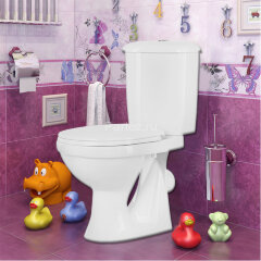 Унитаз-компакт Суперкомпакт Стандарт косой выпуск, с сиденьем, белый (44901130022)