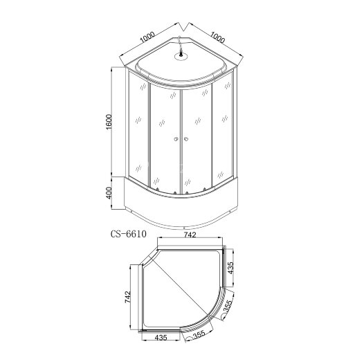 Душевая кабина Loranto CS-6610 F, 100х100х215, поддон 40 см