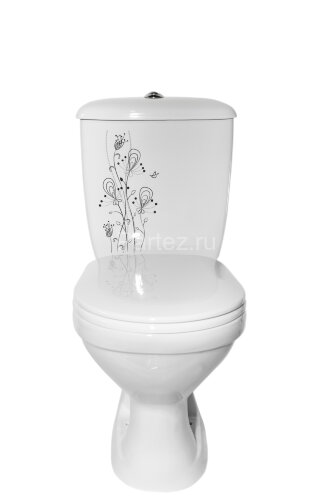 Унитаз-компакт Суперкомпакт декор Цветы А Стандарт, сиденье полипропилен (44901110222)