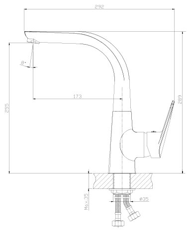 Смеситель Rossinka Z40-23U для кухни