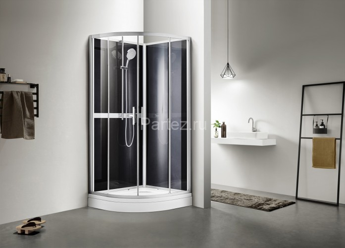 Душевая кабина AZARIO DENVER 90х90х200 прозрачное стекло 4 мм. Easy Clean, задняя панель черная, цвет профиля серый (AZ-N10812 900)