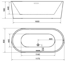 Ванна акриловая AZARIO FLORENCE 1770*810*580  отдельностоящая (AZ-М707)