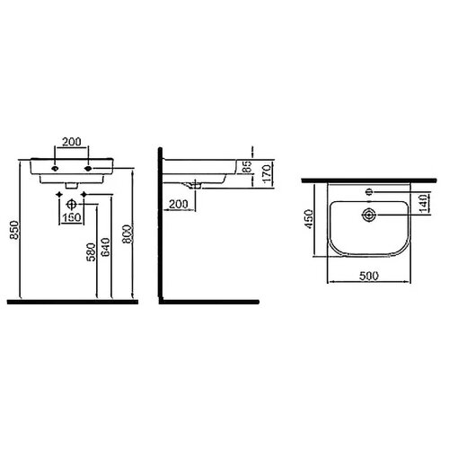 Раковина подвесная KALE LOFT 500х450 керамика (310200200444)