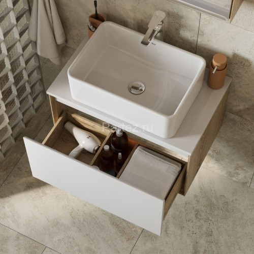 Тумба под раковину Aquaton Либерти 70 дуб эльвезия, белый глянец (1A279801LYC70)