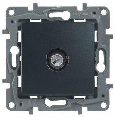 Розетка телевизионная TV СП Etika 2дБ 0-2400МГц с топологией &quot;звезда&quot; механизм антрацит Leg 672651