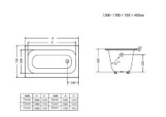Ванна чугунная  Goldman Classic 160х70х40, с ножками, без ручек