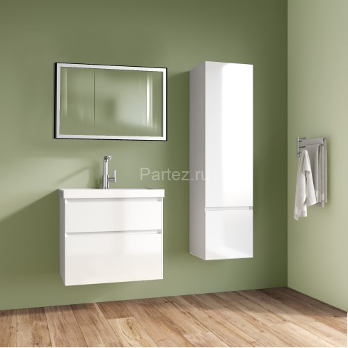 Комплект тумба Azario Velluto 60 600х450х660 подвесная, с раковиной Slim 60, белый матовый (CS000886