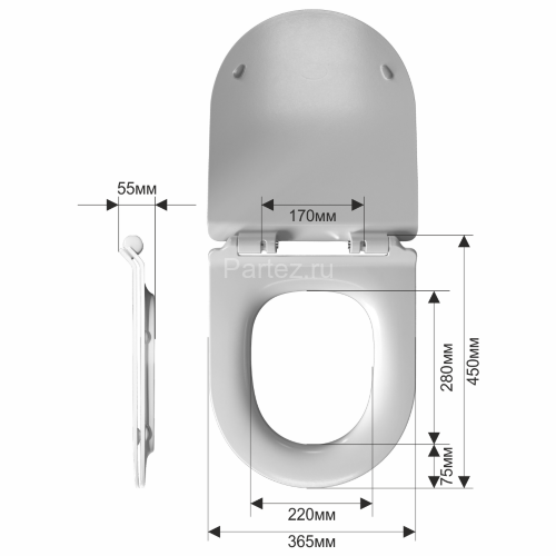 B2380Sb тонкое сиденье для унитаза дюропласт с микролифтом, белое MELANA