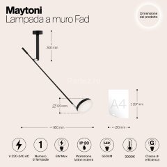 Настенный светильник Maytoni MOD070WL-L6B3K