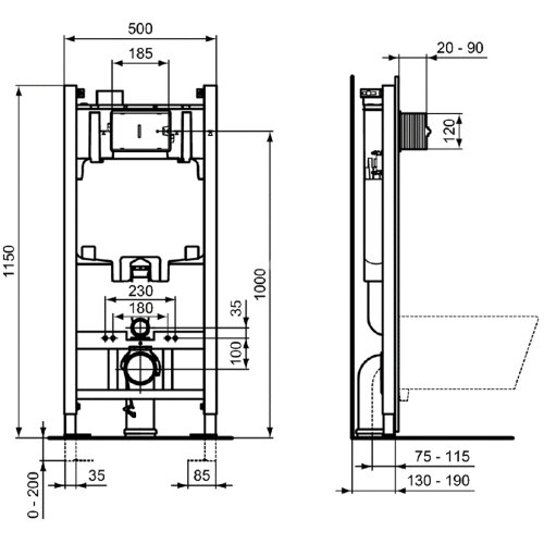 Комплект Ideal Standard ProSys 2.0 система инсталляции + унитаз с крышкой-сиденьем (RT007902)