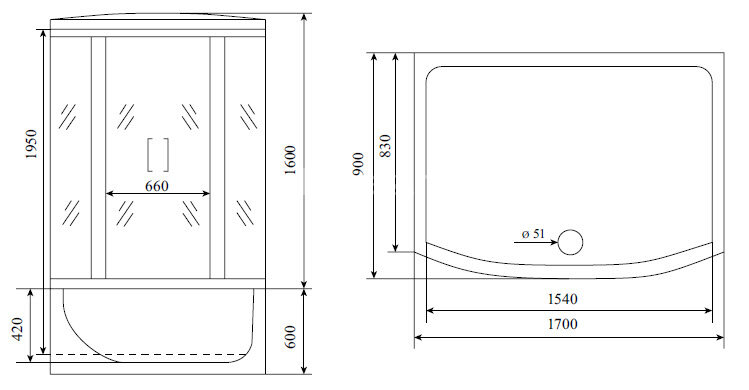 Timo Lux T-7770 душевая кабина (170*88*220), шт