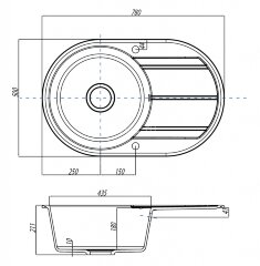 Кухонная мойка AQUATON Амира, латте (1A712932AI260)
