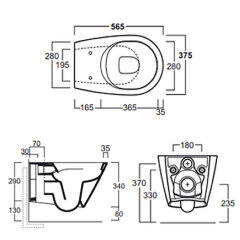 Унитаз подвесной Simas Gambassi 375х565х340 безободковый, с креплением F85, белый (GA18bi)