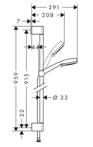 26657400 Душевой набор Crometta 100 Vario Unica Set 0,90 м, ½’