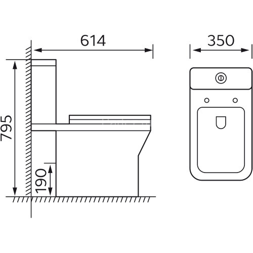 Унитаз-компакт Azario Wandy 350х614х795 напольный, безободковый, с быстросъемным сиденьем микролифт
