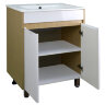 Комплект тумба Стиль Stella 60Н 620х810х470 Дуб дымчатый/Белый, под раковину Leon 7506-60 (CS0007645