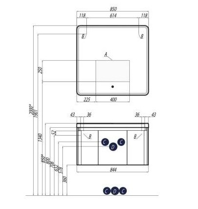 Зеркало AQUATON Шерилл 85 подсветка, сенсорный выключатель (1A210302SH010)