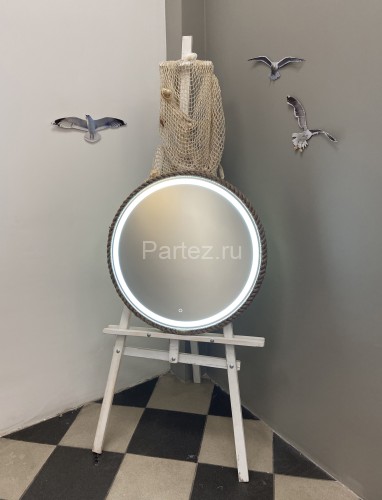 Зеркало AZARIO Бригантина D650 декор-канат, сенсорный выключатель с функцией диммера (LED-00002573)